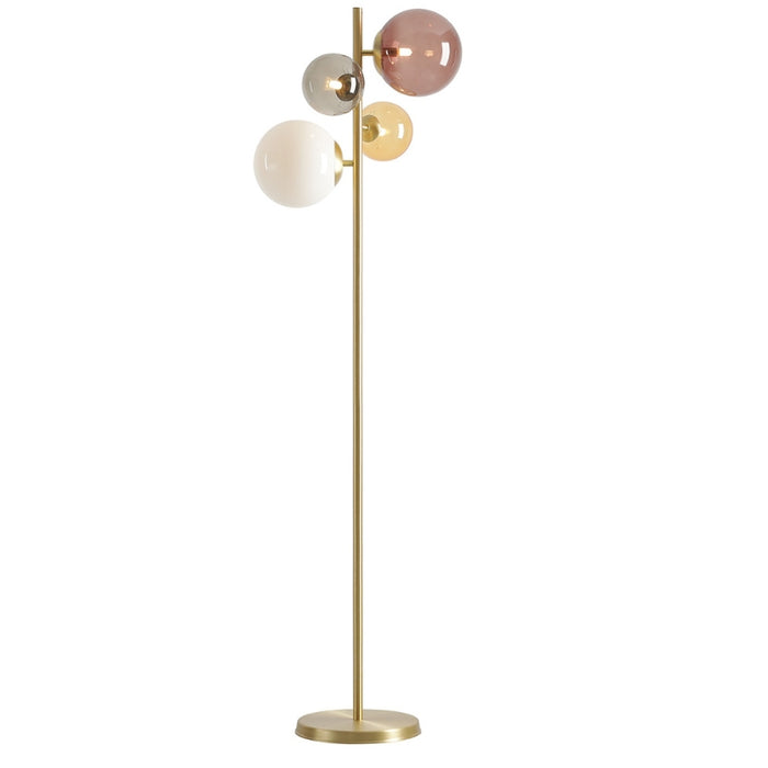 Lampadaire laiton brossé et verre coloré Bloom 4 H 161 cm- Aldex