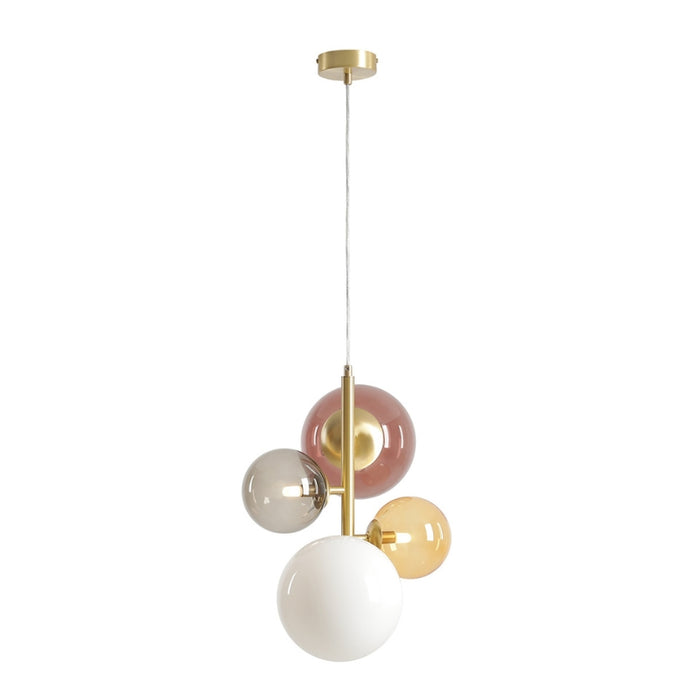 Suspension laiton brossé et verre coloré Bloom 4 Colour - Aldex