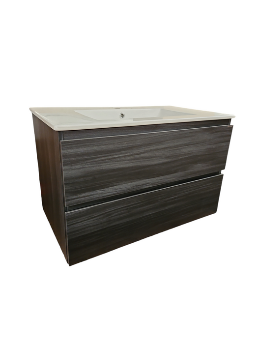Meuble suspendu salle de bain + lavabo céramique 80cm - GIO - Noir Suprême - Italbox