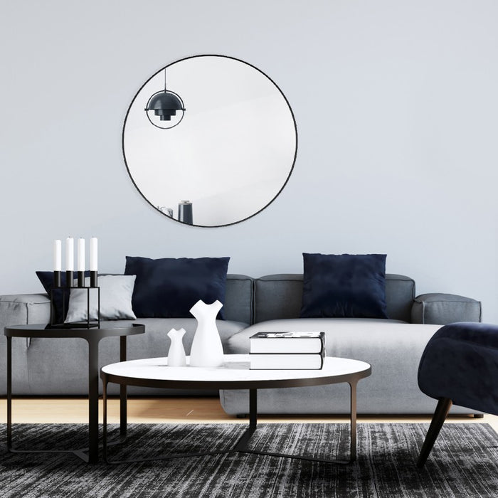 Miroir rond LOFT en métal noir D80