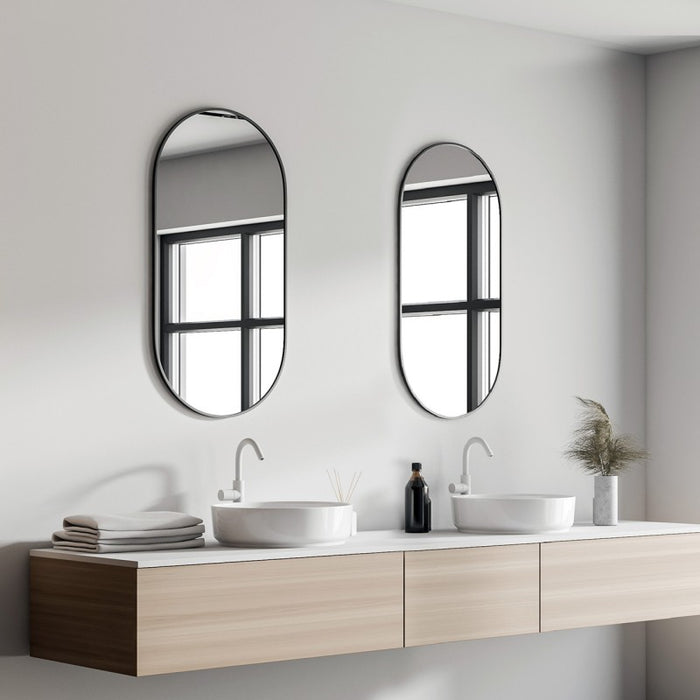 Miroir noir ovale