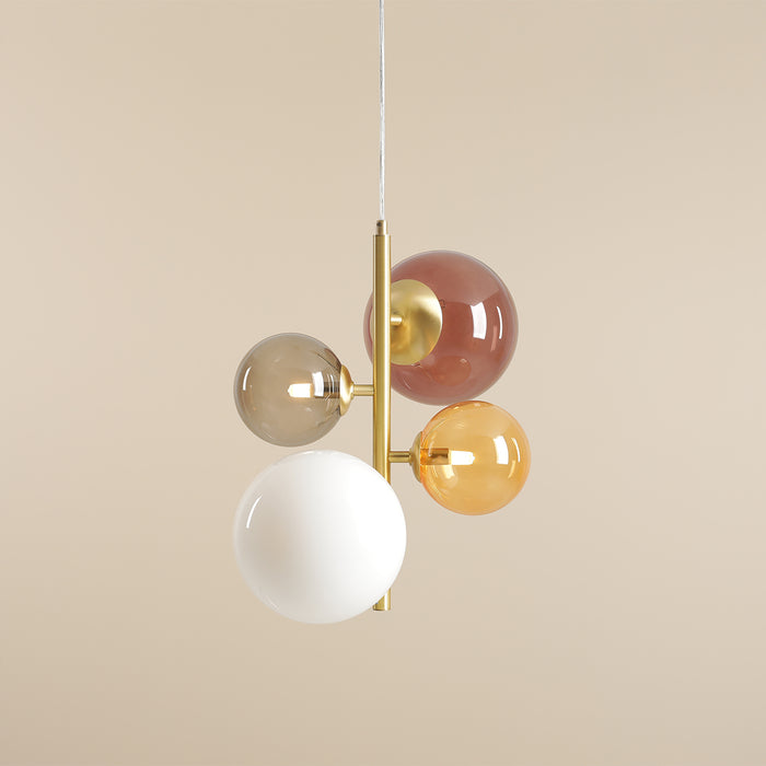 Suspension laiton brossé et verre coloré Bloom 4 Colour - Aldex