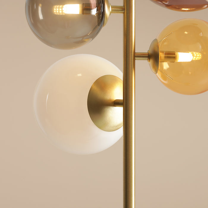 Lampadaire  laiton brossé et verre coloré Bloom 4 H 161 cm- Aldex