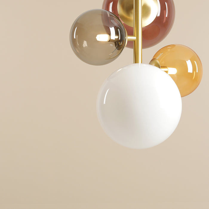 Suspension laiton brossé et verre coloré Bloom 4 Colour - Aldex