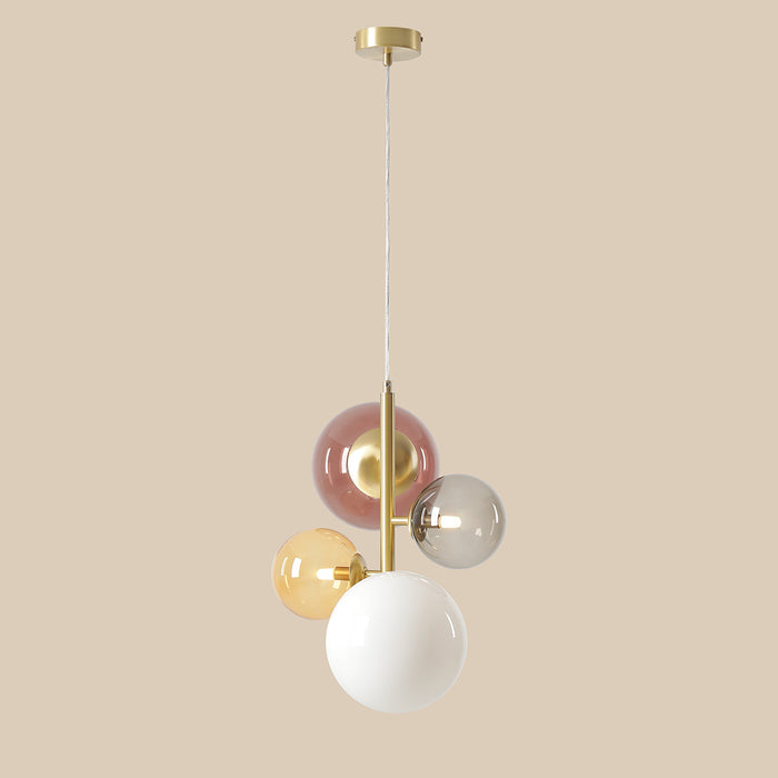 Suspension laiton brossé et verre coloré Bloom 4 Colour - Aldex