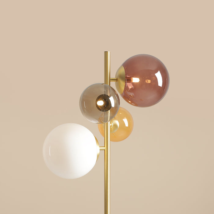 Lampadaire  laiton brossé et verre coloré Bloom 4 H 161 cm- Aldex