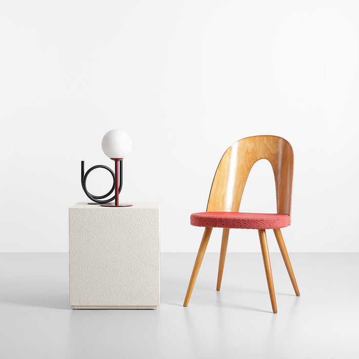 Lampe de table en métal avec globe en verre Pinne Bordeau - Aldex