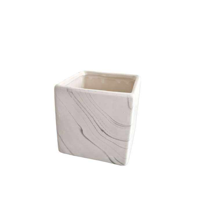 Pot carré effet marbre 