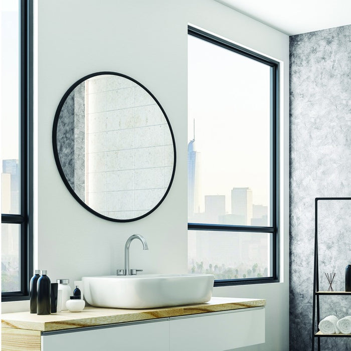 Miroir rond LOFT en métal noir D80