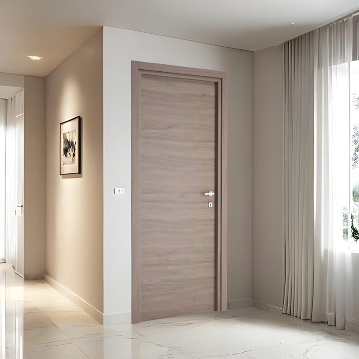 Bloc-porte fin de chantier START Noyer, H.204 l.73cm, réversible + Poignée Tiffanis Nero Offerte