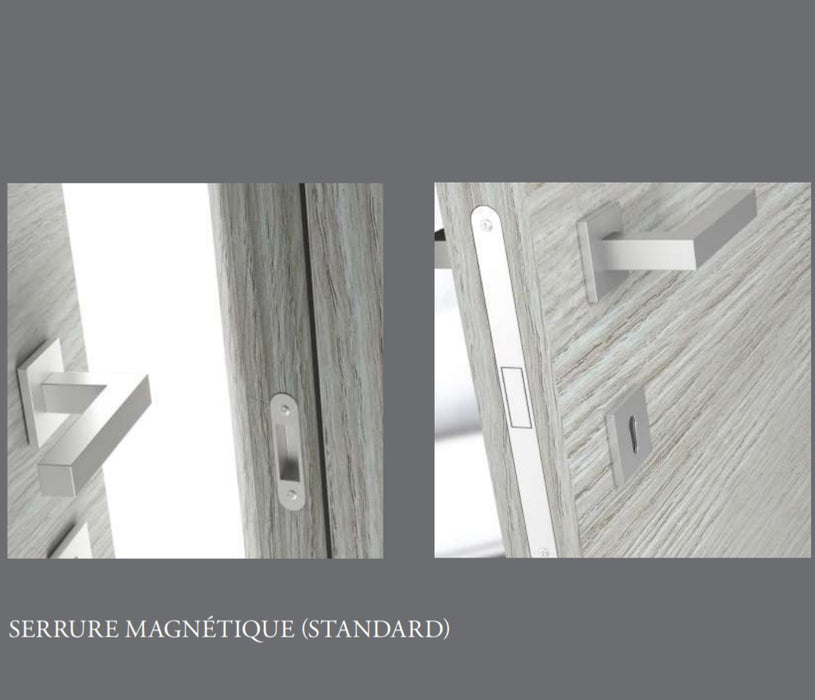 Bloc-porte fin de chantier START Noyer, H.204 l.73cm, réversible + Poignée Tiffanis Nero Offerte