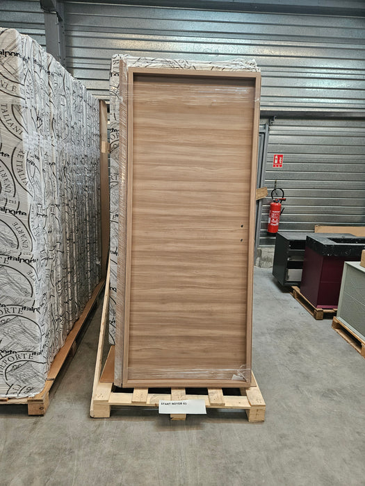 Bloc-porte fin de chantier START Noyer, H.204 l.73cm, réversible