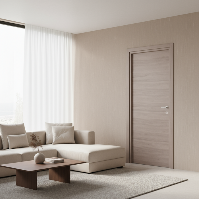 Bloc-porte fin de chantier START Noyer, H.204 l.93cm, réversible