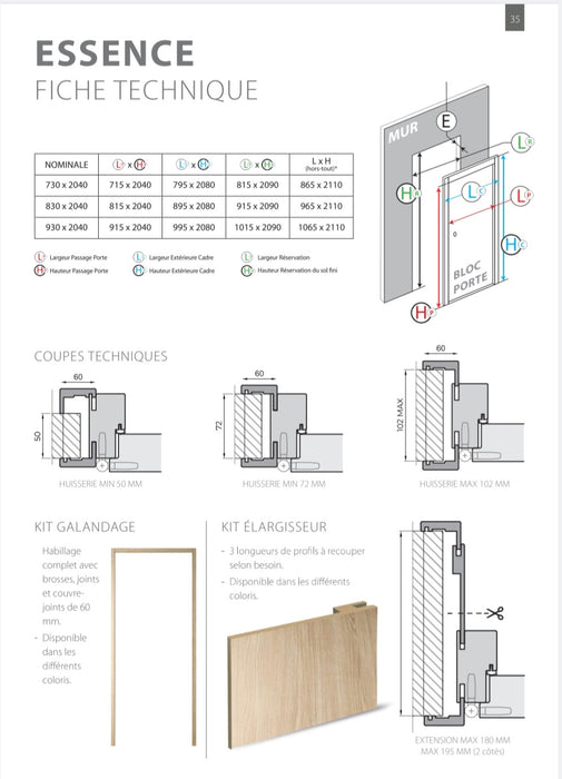 Bloc-porte fin de chantier Essence Chêne Naturel, H.204 l.73cm, réversible + poignée offerte