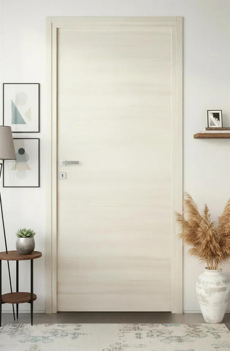 Bloc-porte fin de chantier Equilibre Latte, H.204 l.73cm, réversible