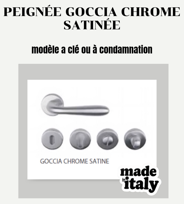 Poignée de porte Goccia Chrome Satinée