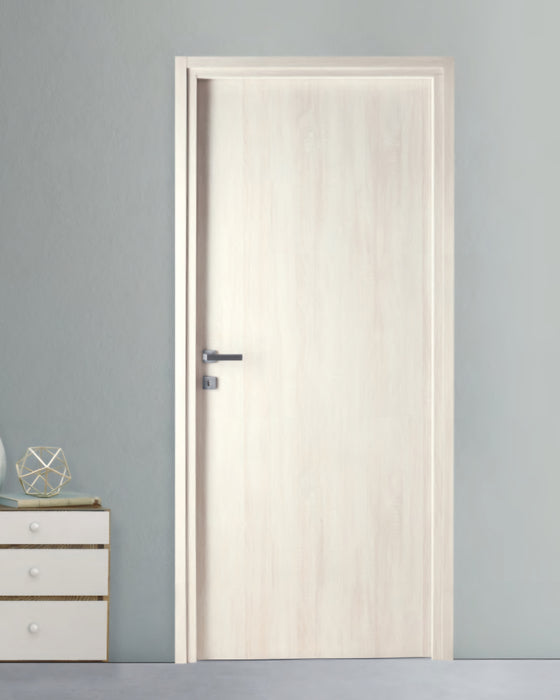 Bloc-porte fin de chantier Essence Blanc Latte, H.204 l.73cm, réversible + Poignée Goccia chrome OFFERTE